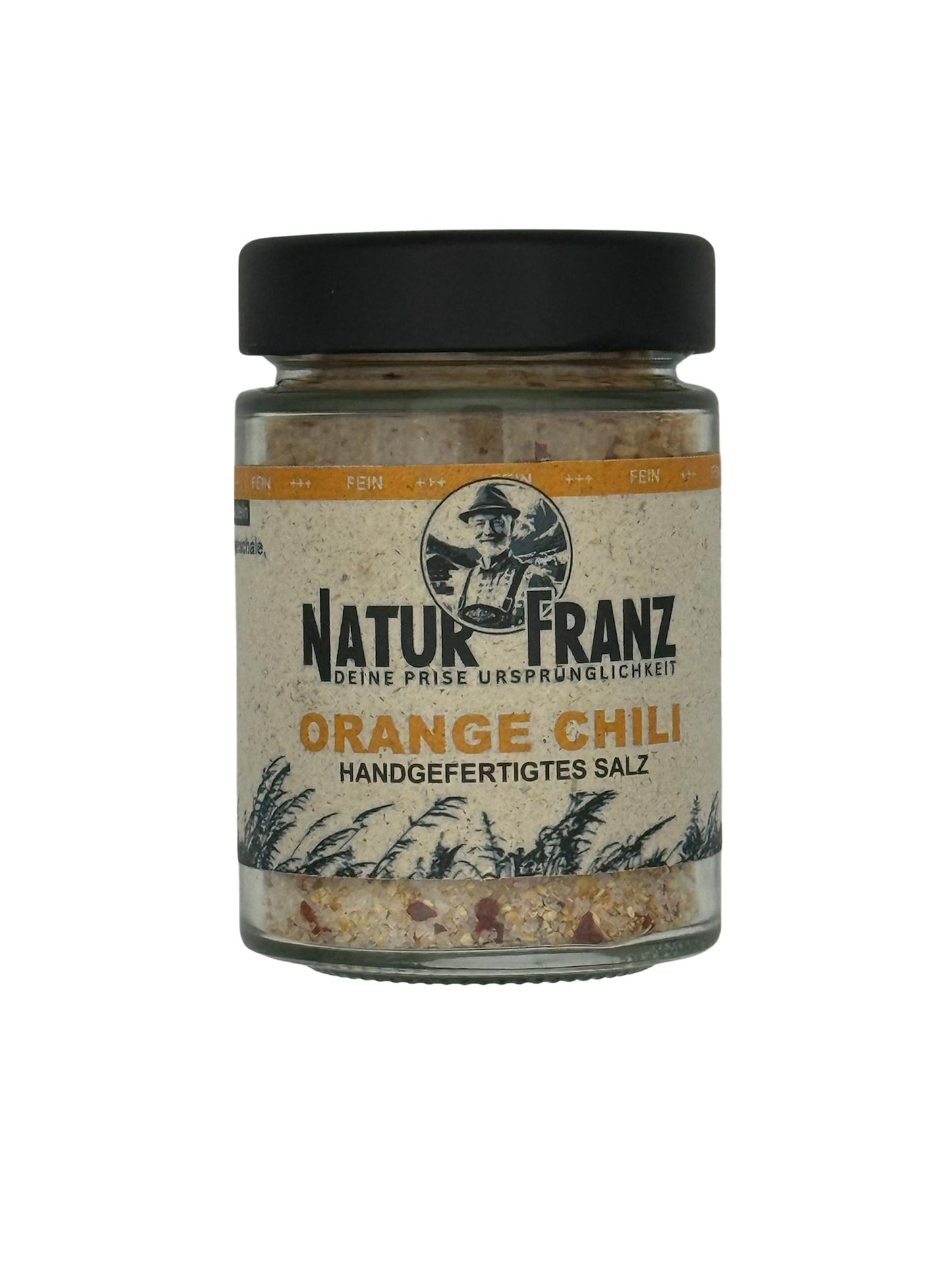 NATURFRANZ Sare de portocale și chili, cu gust de fructe picante - Capacitate 100 g, recipient din sticlă, dimensiuni aprox. 7x7x7 cm