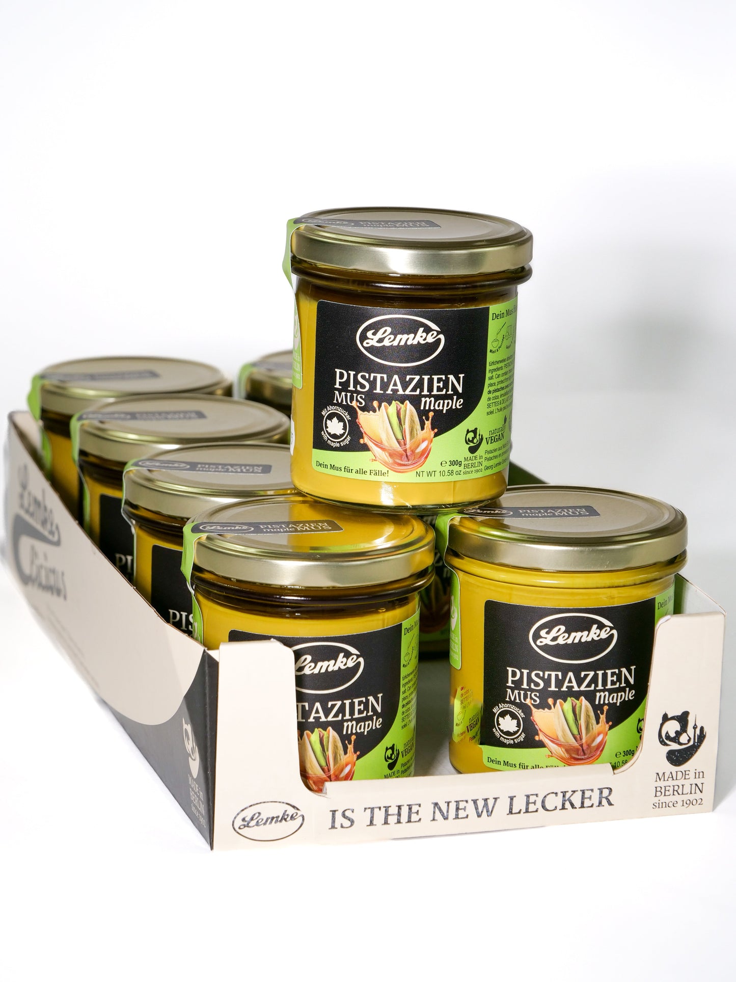 Lemke Fine Berlin Marzipan &amp; More Unt de Fistic și Arțar Cremos - Capacitate 300 g, Vegan, Zahăr de Arțar