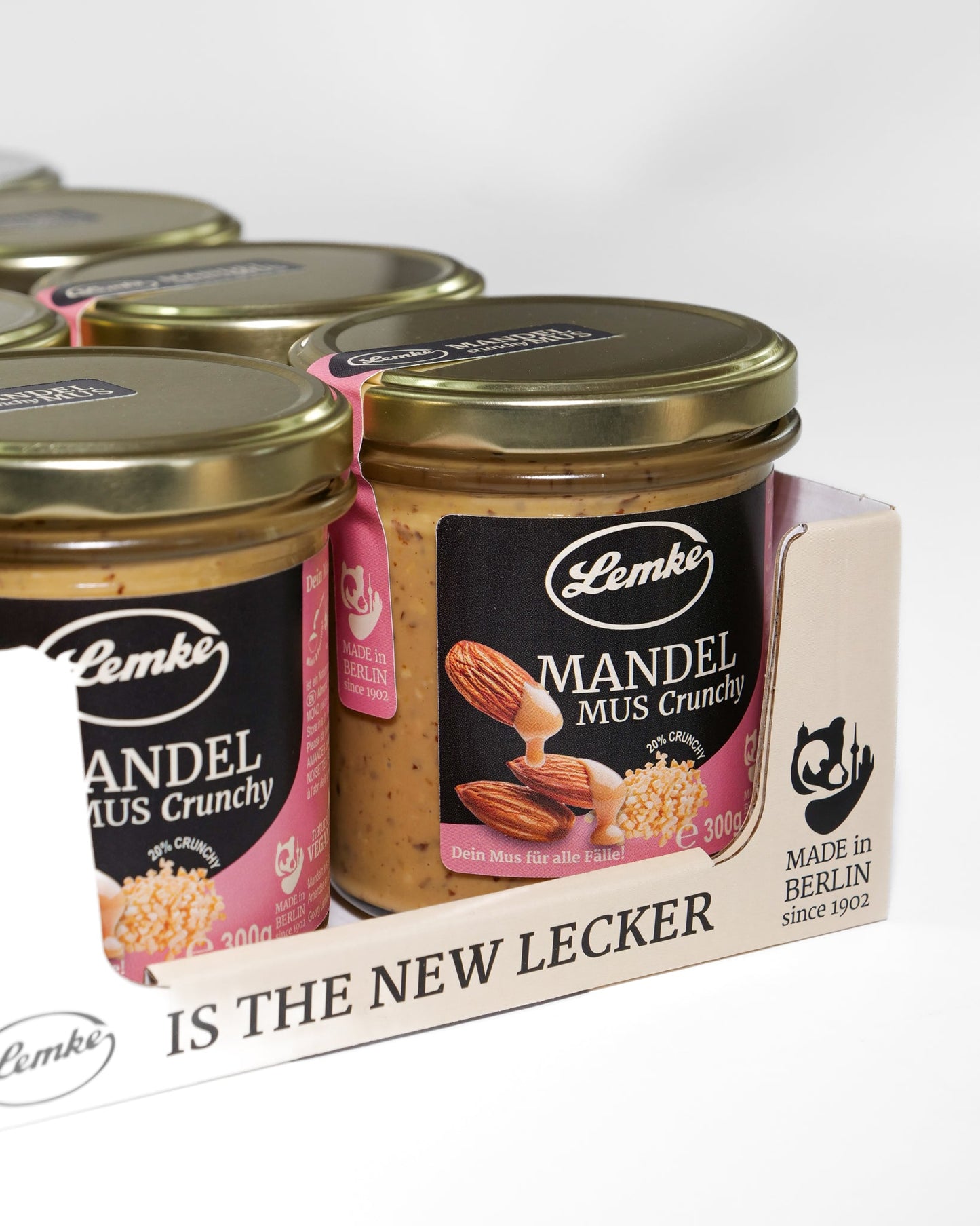 Unt de migdale crocant Lemke - 80% unt de migdale cremos, borcan de 250 g, 19% proteine, vegan