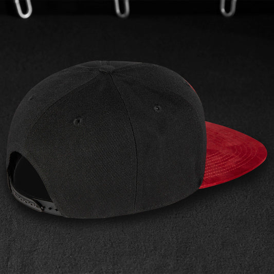 Snapback Cap - Black & Red-Suede