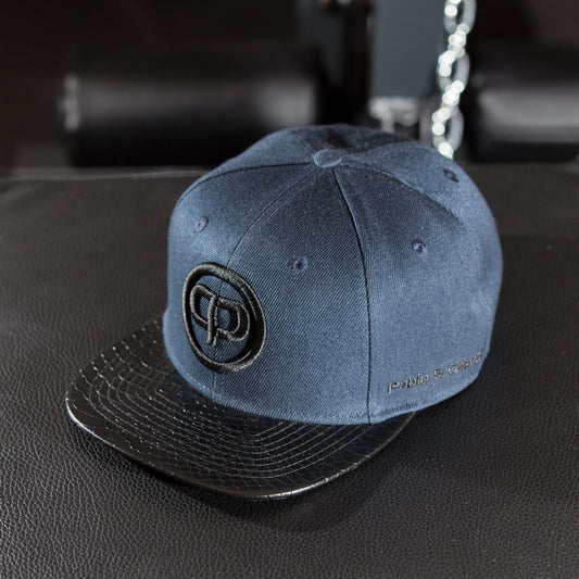 Leathersnap Cap - Navy Blue & Black