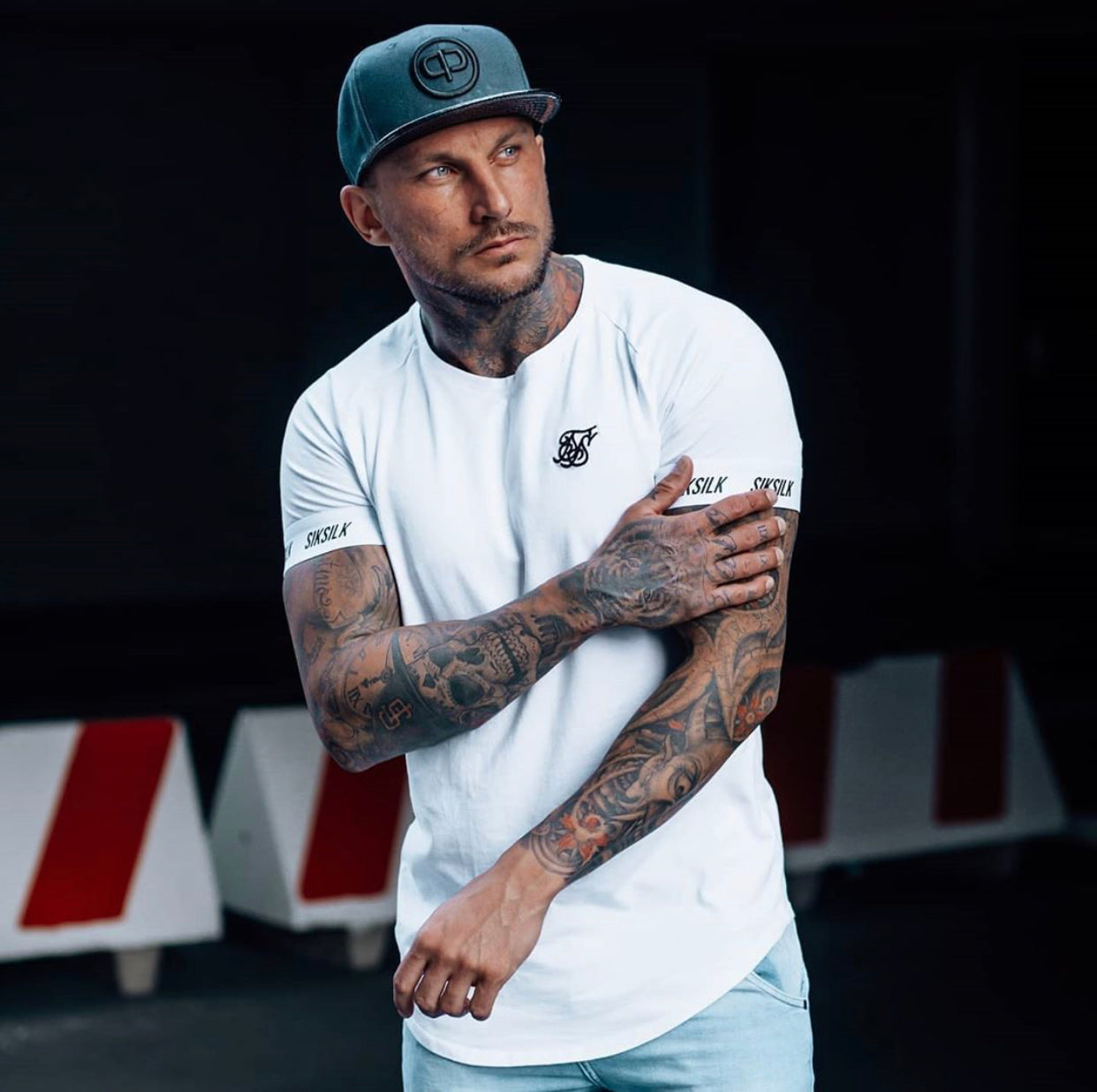 Snapback Cap - Navy Blue & Black Leather