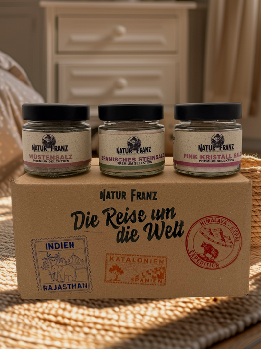 Reise um die Welt - Box. Kollektion reiner ursprünglicher Salze