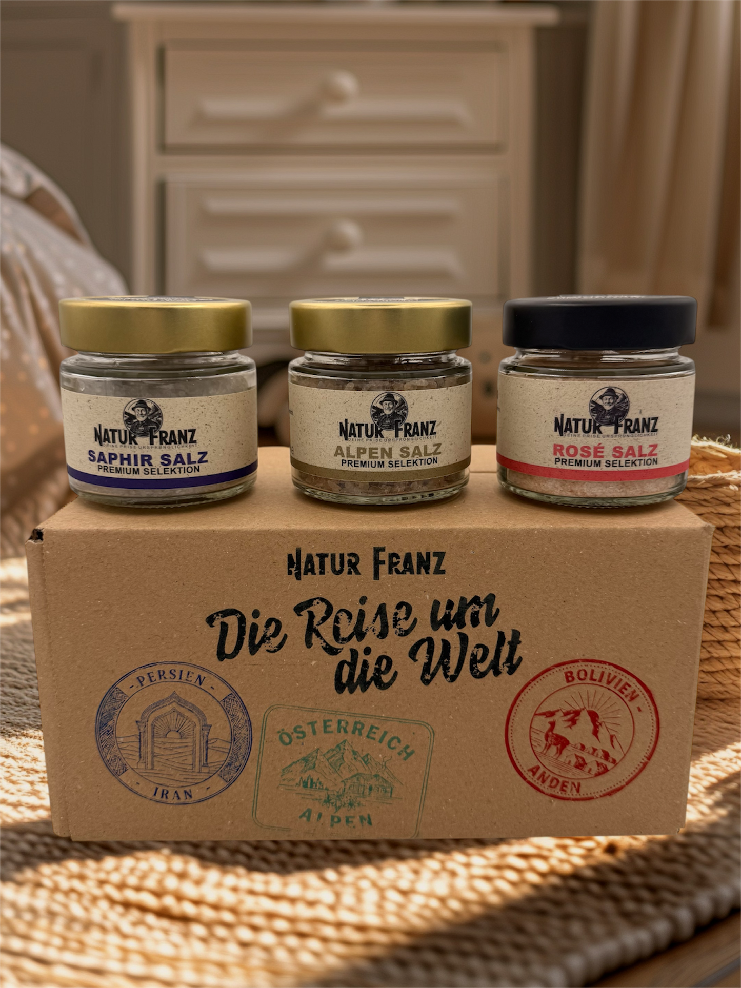 Reise um die Welt - Box. Kollektion reiner ursprünglicher Salze