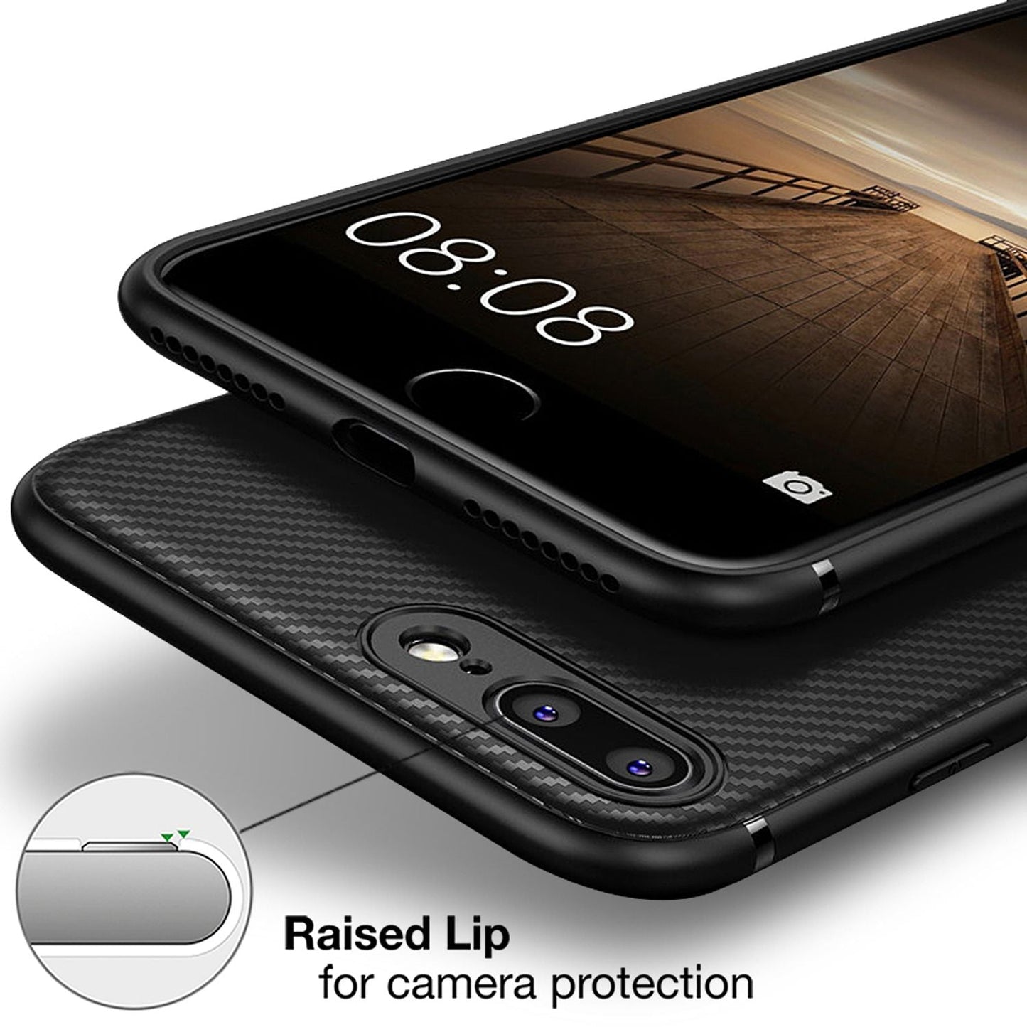 NALIA Hülle Vortex Carbon - Kompatibel iPhone 8 Plus und 7 Plus, DünnTPU, Mattes Carbonlook