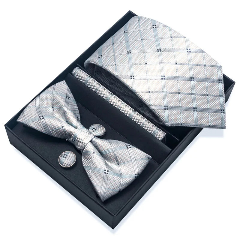 Men's Tie Pin cuff square bow Tie with pocket square cufflinks Set Paisley Men's Business Wedding Suit Accessories 6-piece set