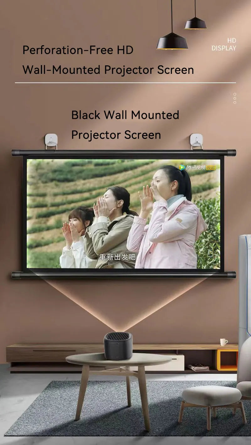 Thinyou 60inch 72inch 84inch 100 Inch 16:9 HD Projector Screen White Manual Pull Up Diagonal High-definition pantalla proyector