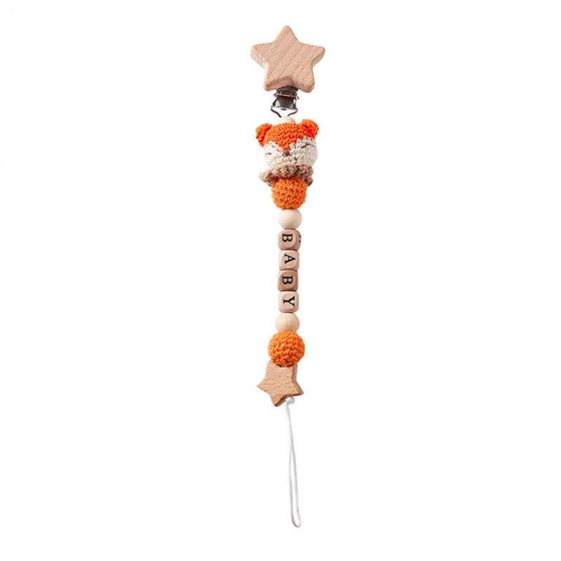 Baby Pacifier Chain Star Customizable Beads Wooden Pacifier Clips BPA Free Handmade Holder Chain Infant Nursing Teether Chain