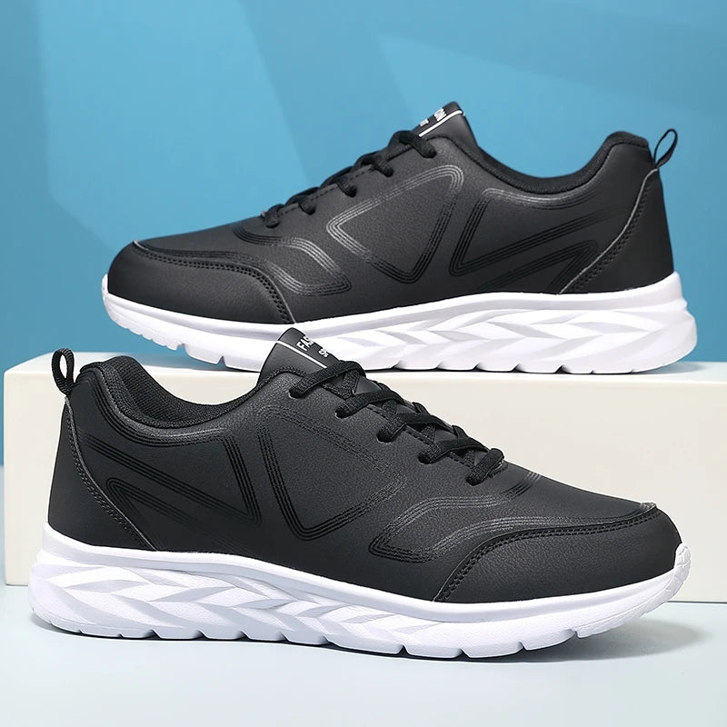 Men's Shoes Summer Men Sneakers Comfortable Classic Casual Flat Shoes Outdoor Walking Sport Black Shoe Man PU Leather Masculino