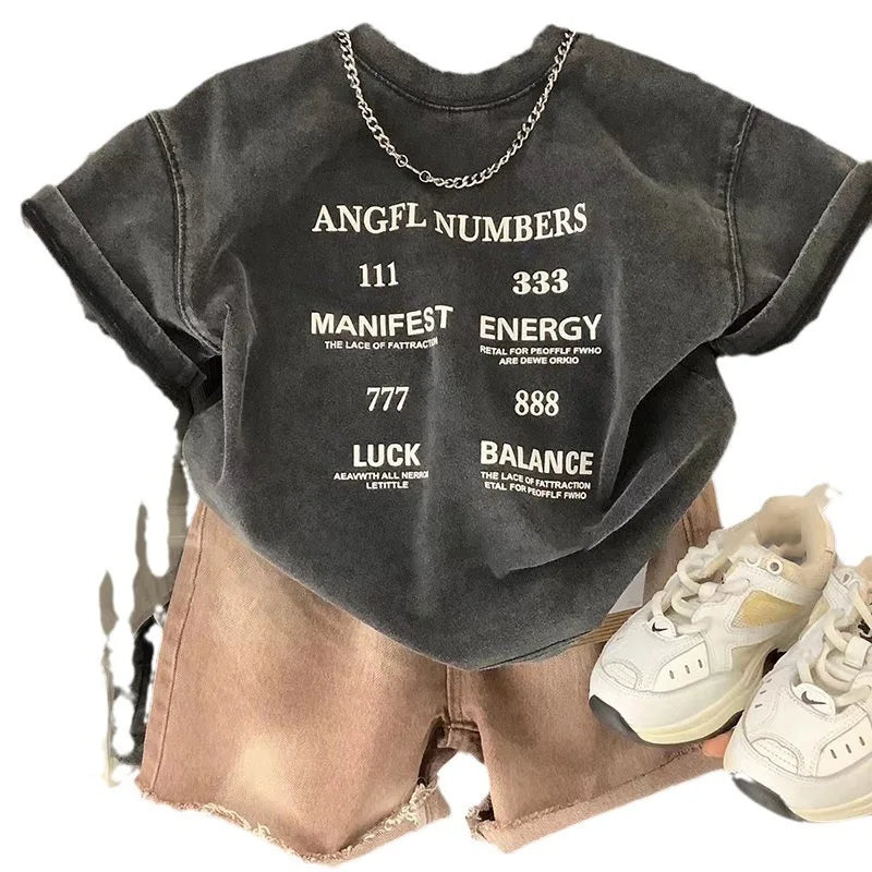 Jungen-T-Shirt 2025: Vintage-Washed Premium Cotton - Trendy Sommer-Collection