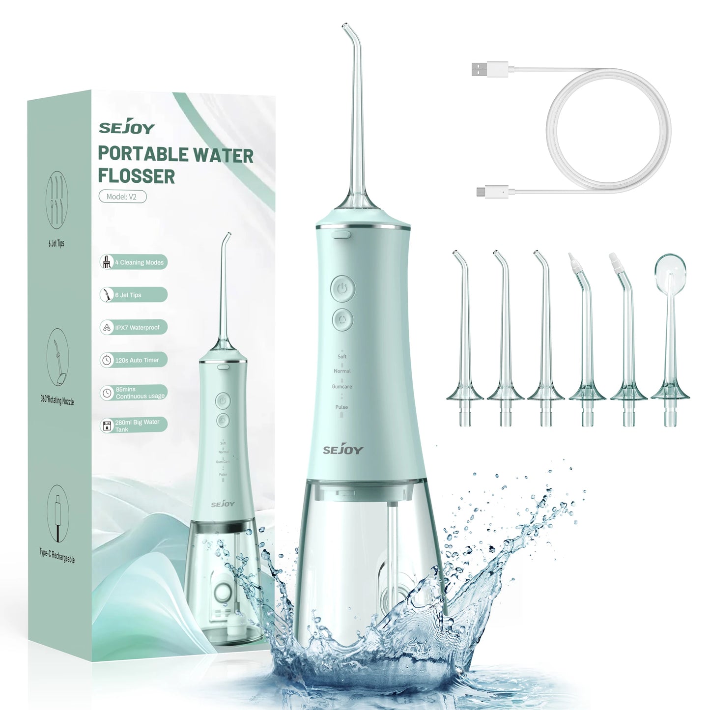 Munddusche 2025: Sejoy Dental Munddusche Wasserflosser - Zahnreiniger mit 4 Düsen und 4 Modi für professionelle Zahnpflege