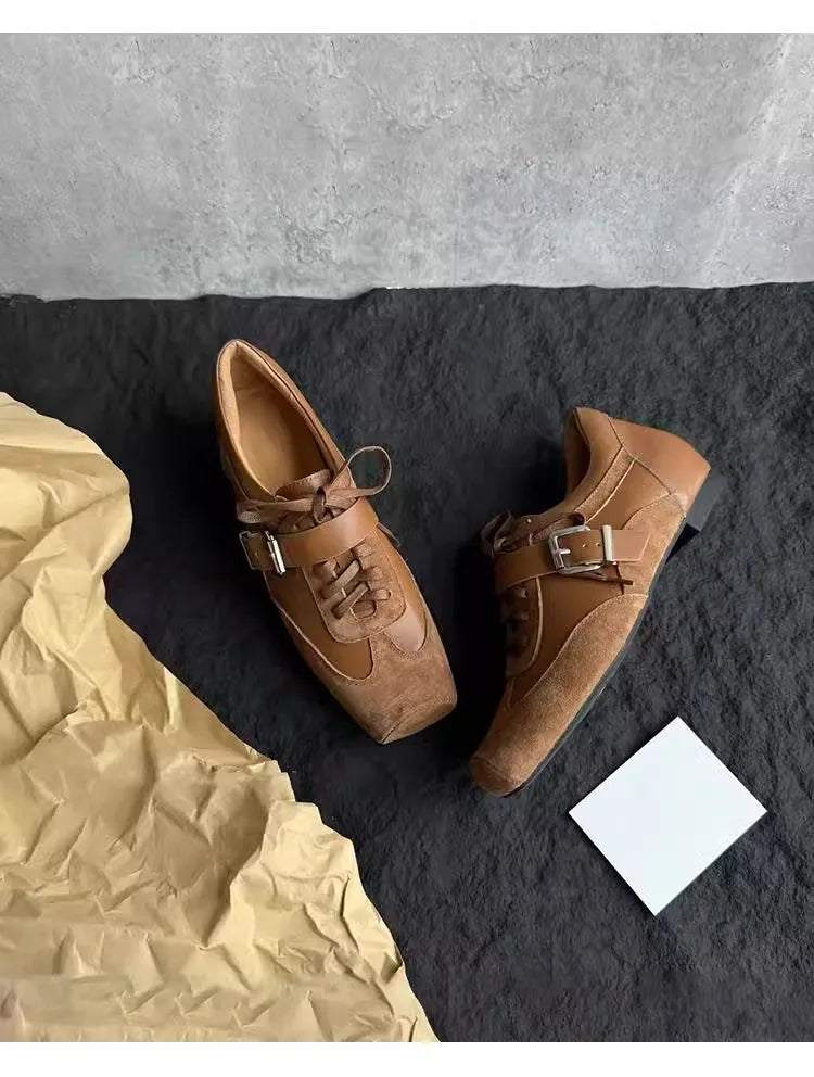 Flats Women's Sneakers Square Toe Casual Sports Shoes Brand Designer 2025 Fashion Loafers Summer Shoes New Zapatillas De Mujer