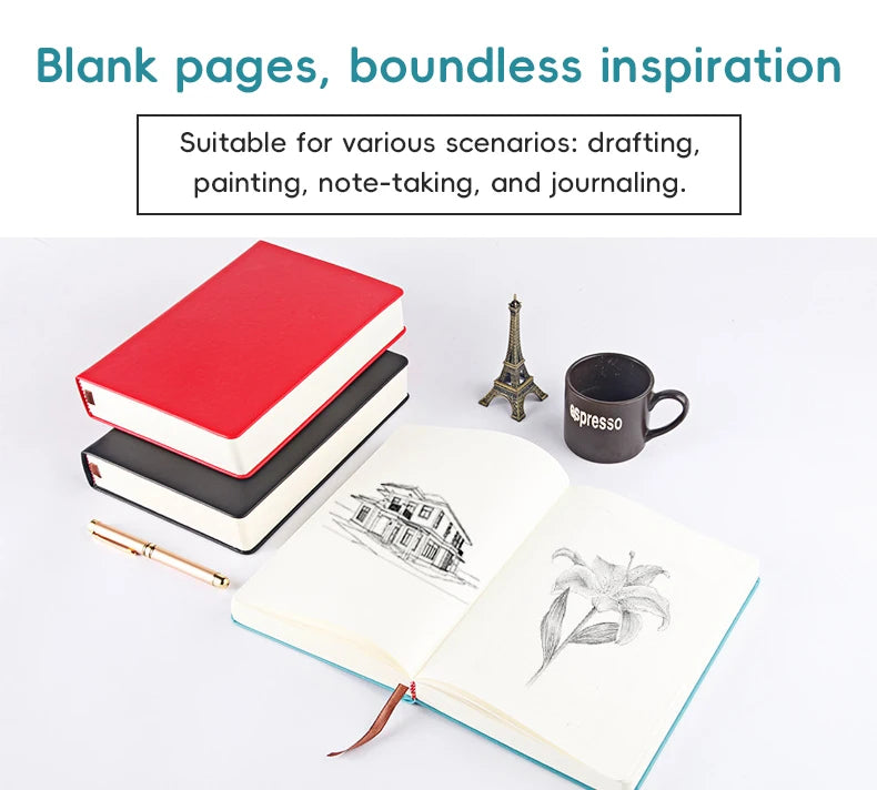 PU Leder Notizbuch A4/A5/A6 2025 - Super Thick 330 Seiten Sketchbook Schule Journal