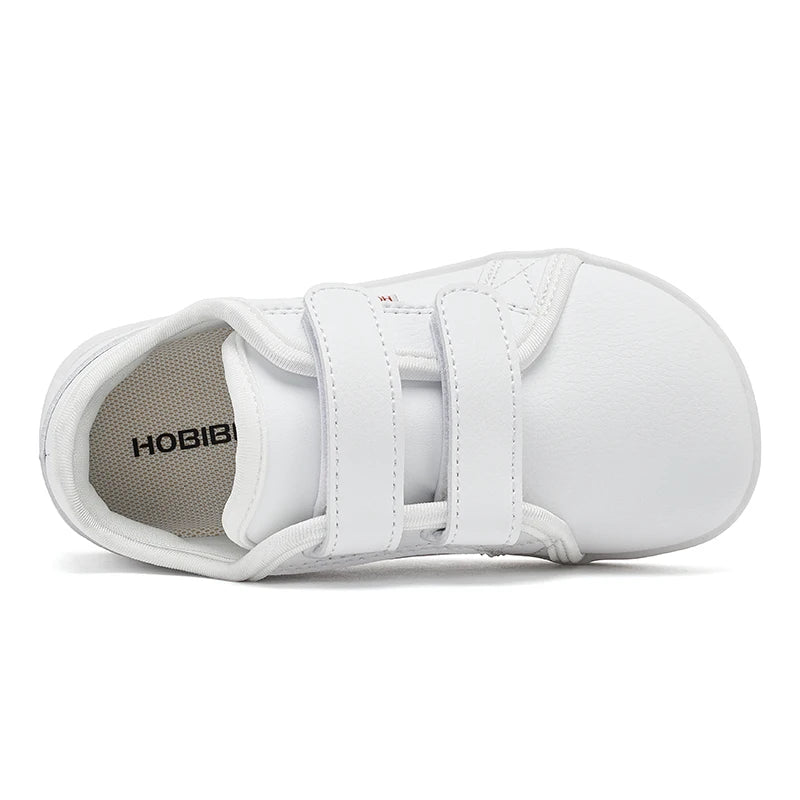 HOBIBEAR Kinder Barfuß Schuhe 2025 - Klein/Groß/Kind Weite Zehen Minimalistische Sneaker - Leichtgewicht Klettverschluss Kunstleder Schuhe
