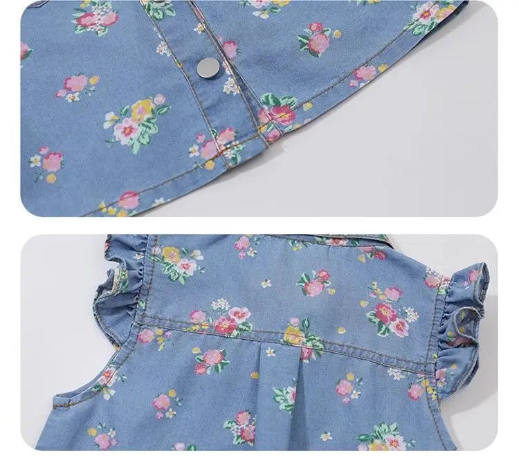 Children's Clothing Sets Floral Print Lace Sleeveless Top + Shorts 2pcs Sets  Baby Girl Outfit Set Kids Clothes for Girls