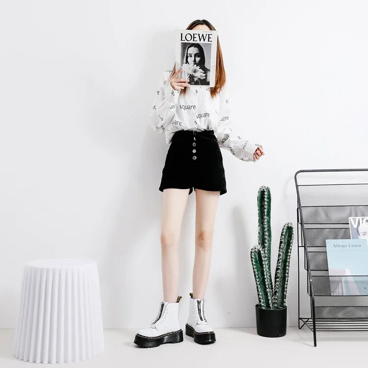 Ghete cu platformă din piele naturală CN Guangdong - Înălțimea tocului 3-5 cm, Platformă 2 cm, Mărimea EU 36-41