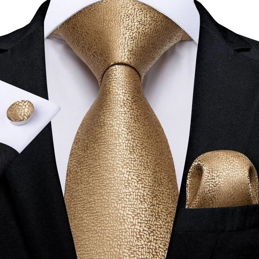Hi-Tie Seiden-Herren-Krawatten-Set Blumenmuster Gelb Gold Krawatten und Taschentücher Manschettenknöpfe-Set Herren-Hochzeits-Party-Anzug-Mode-Halskrawatte C-3053