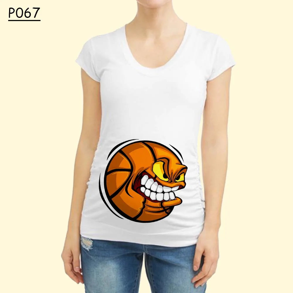 Cartoon Ball Umstandsmode 2025 - Kurze Ärmel T-Shirt Sommer Frauen Schwangerschaft - Hot Stillen Bedruckt Schwangere Tops Tee