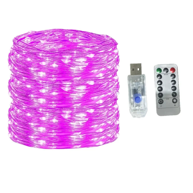 OKAL RED EAST Wasserdichte LED Kupferdraht - Länge 5-30 m, USB, 8 Modi