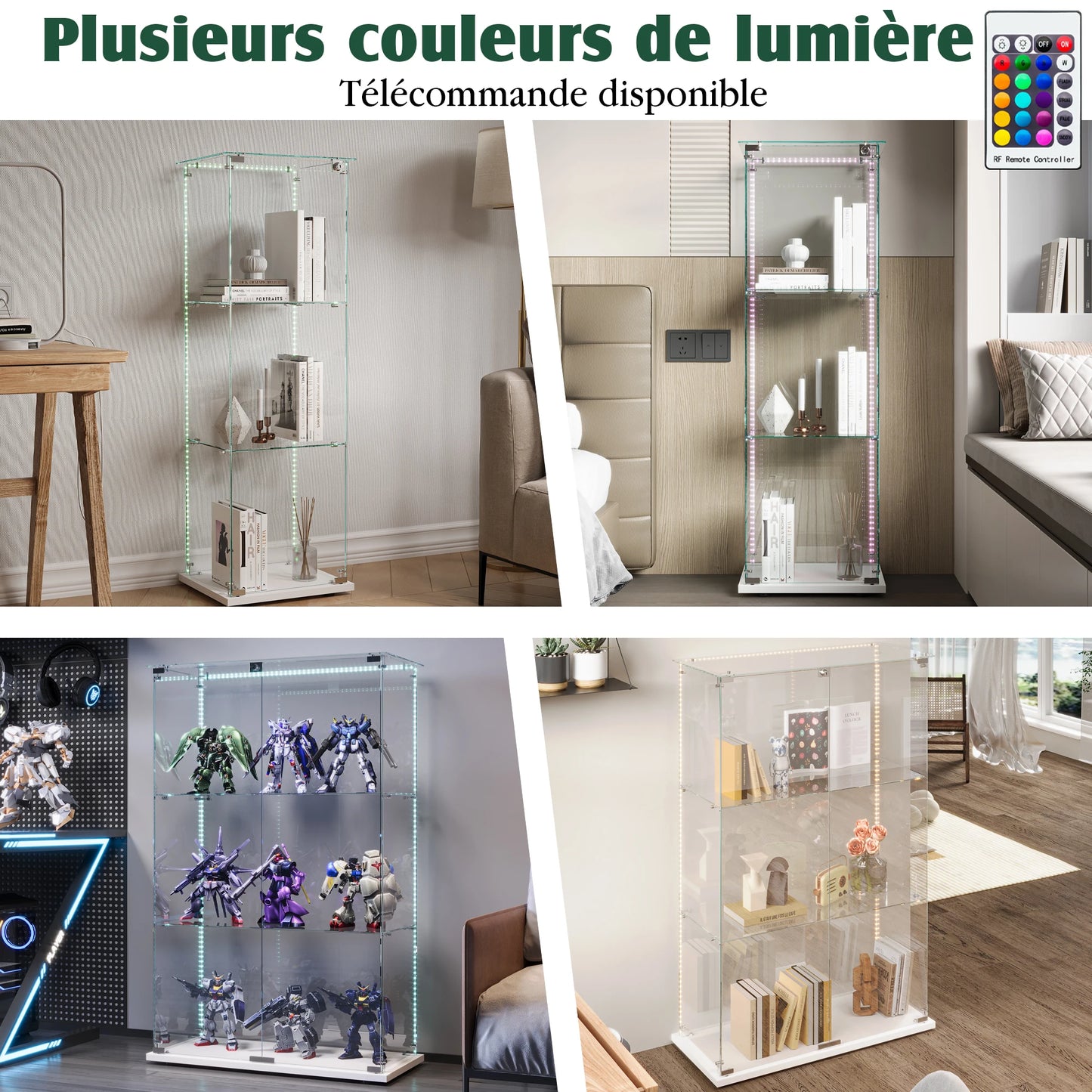 Anajqaqia Glasvitrine 123,3×39,8×35 cm LED-Beleuchtung 1 Tür