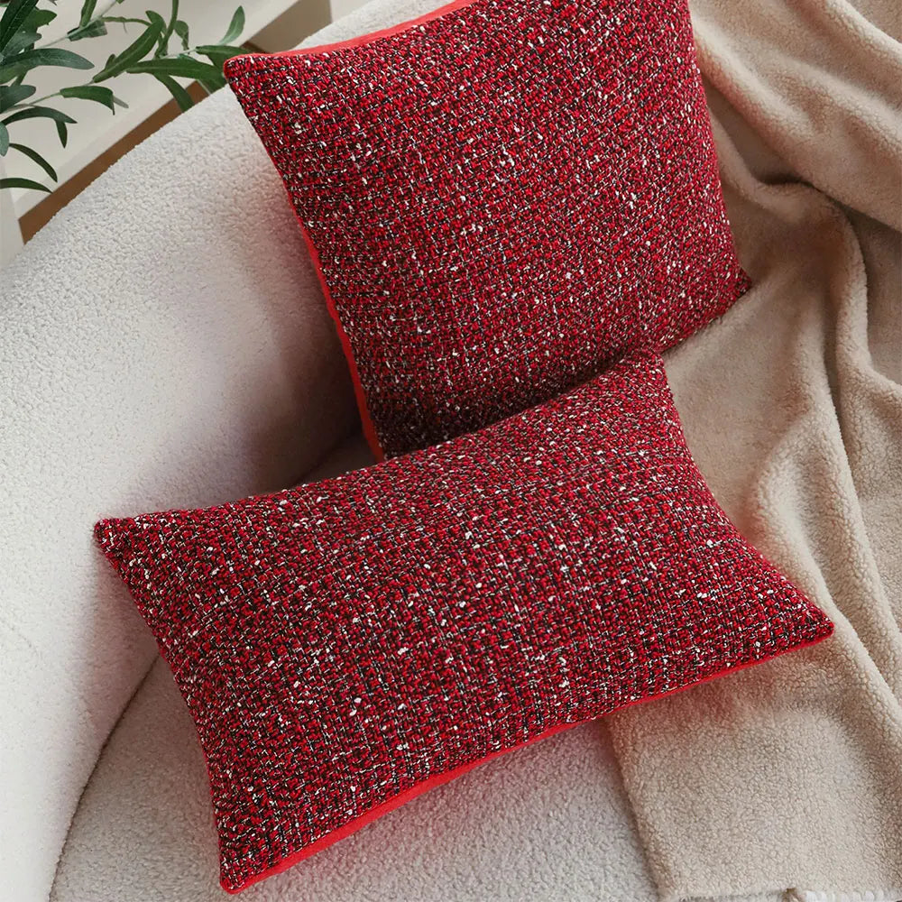 Christmas Red Knitted Throw Pillow Cover Without Core, Festival Party Decoration Living Room Sofa Decorative Cushion Cover 45x45