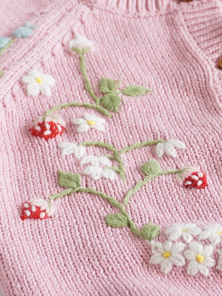 Deer jonmi Gestrickter Pilz-Pullover - Baumwolle Vollärmel