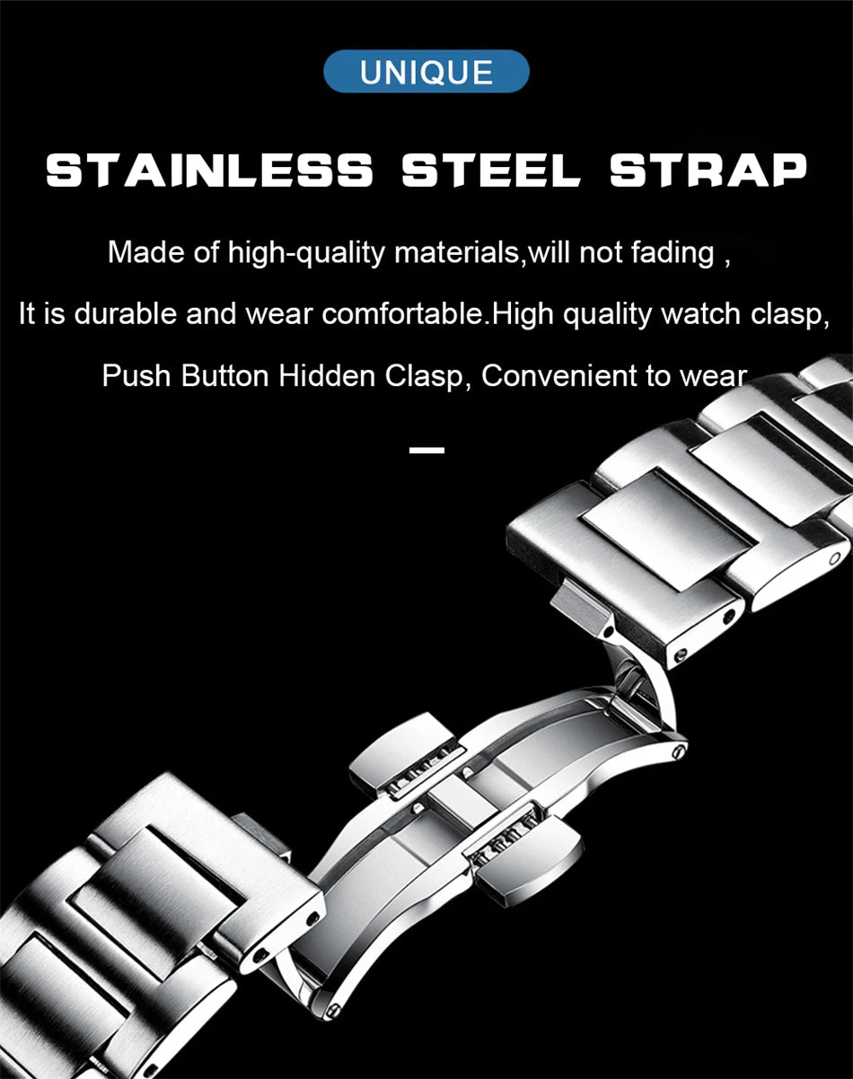 POEDAGAR Luxury Watch 2024 New Business Waterproof Male Clock Luminous Date Stainless Steel Square Quartz Men Watch reloj hombre