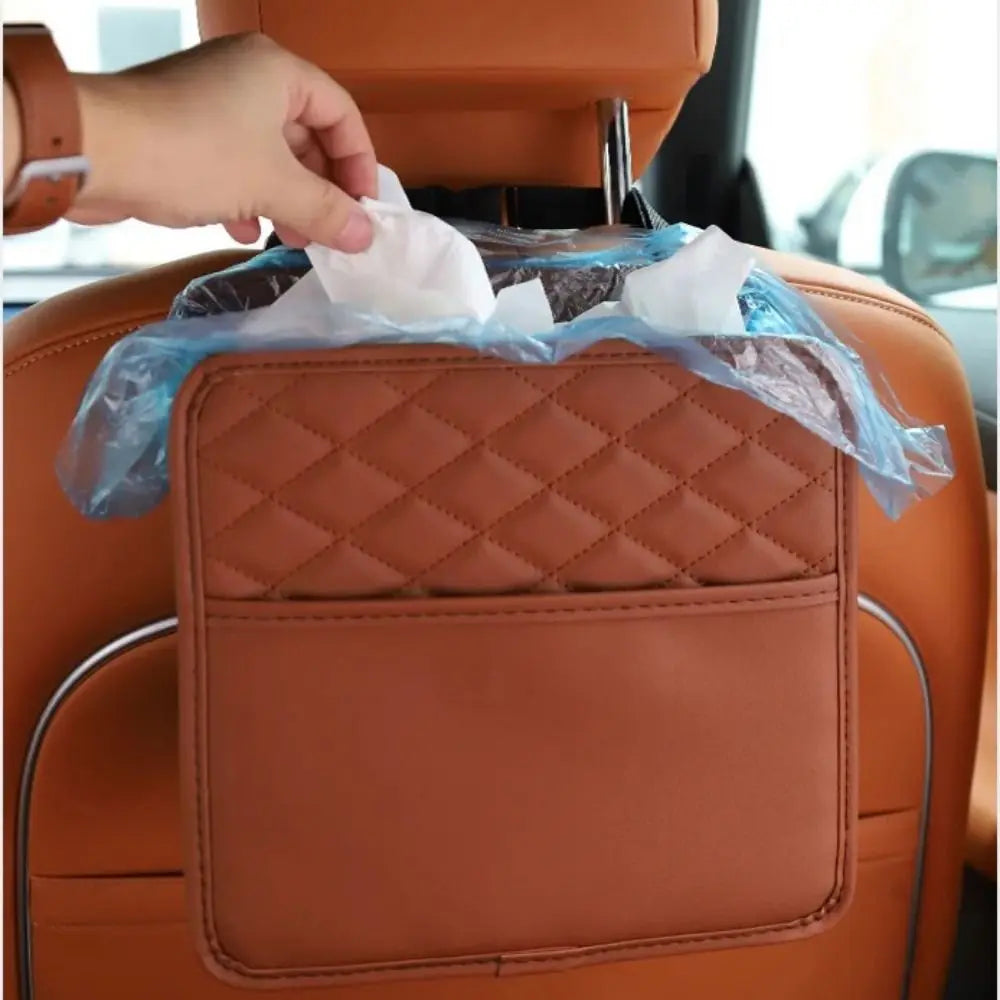 Leather Car Backseat Storage Bag Multifunctional Adjustable Backseat Large Capacity Pocket Protector Seat Back