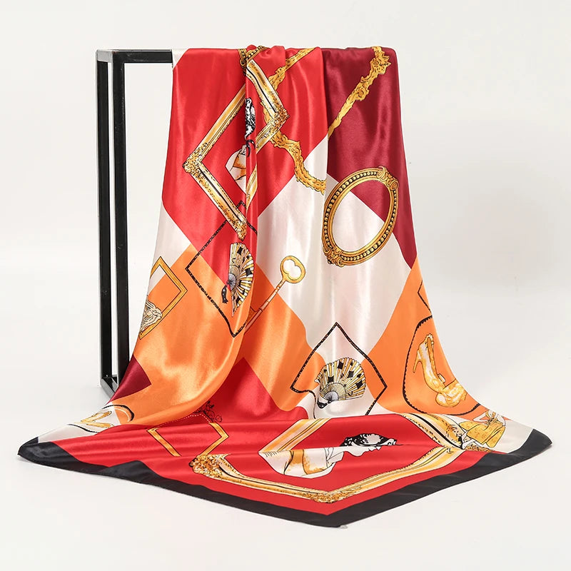 SENAIFE Satin-Schal Elegant - 90x90cm Polyester Leicht