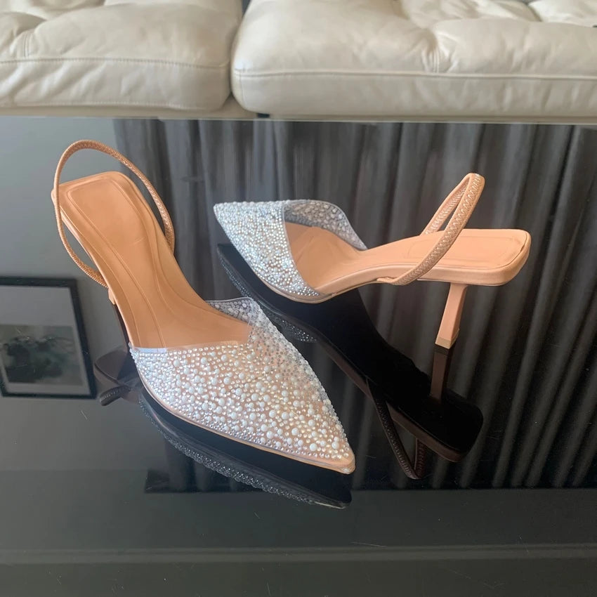 Nuolaian Pumps Perlenverzierung - 7cm Absatz, Spitze
