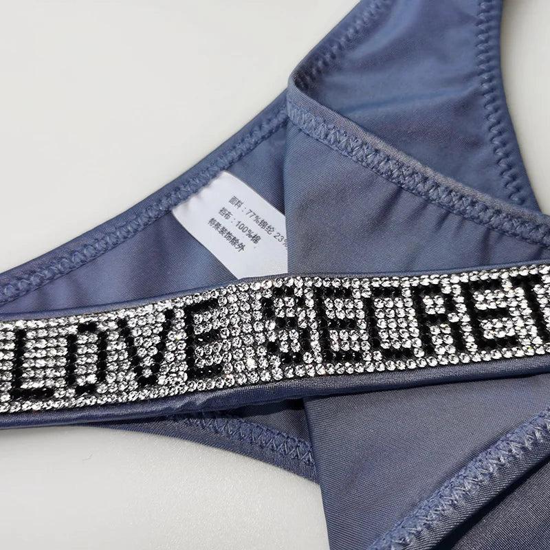 ZQTWTC Damen String 2025 - Tief sitzende Panties mit Strass-Details S-XL