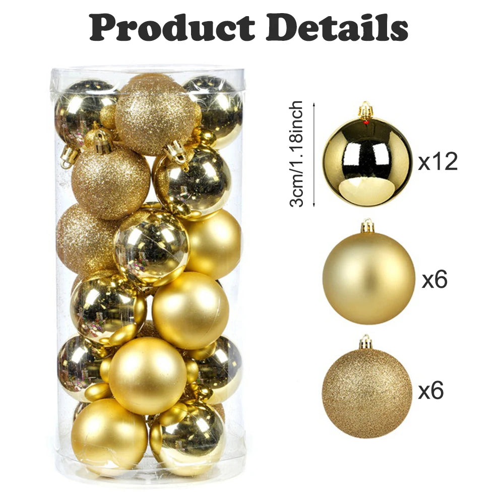 Surpsea KugelnSet Festliche Weihnachtskugeln - 24 Stück 3 cm Mehrfarbig