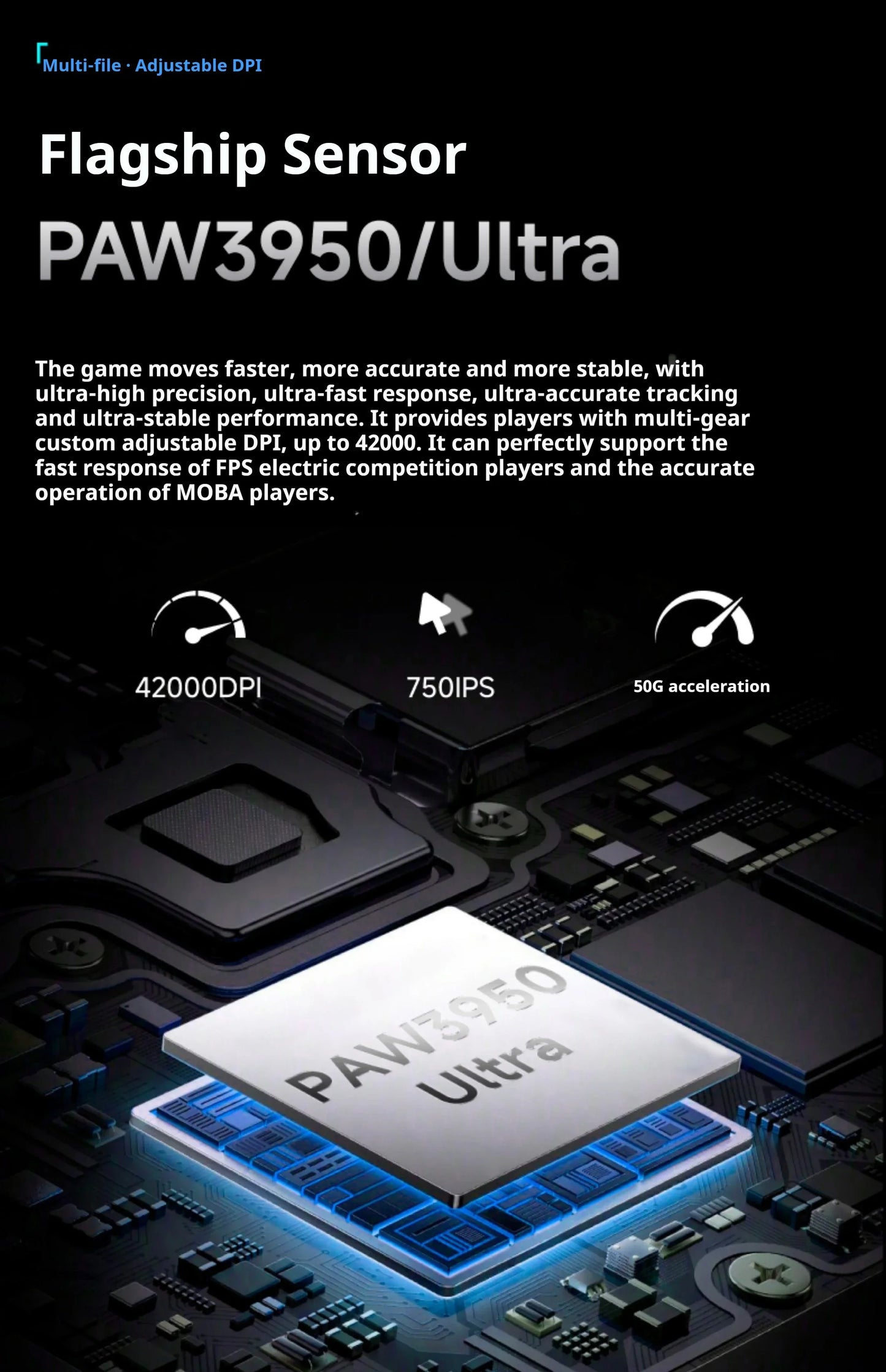 EWEADN S9 Pro Ultraleicht Gaming-Maus - 26K DPI, Tri