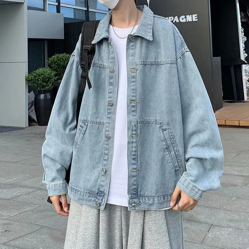 Bakorobaty Jeansjacke Einreihig Retro Locker - Blau Regular