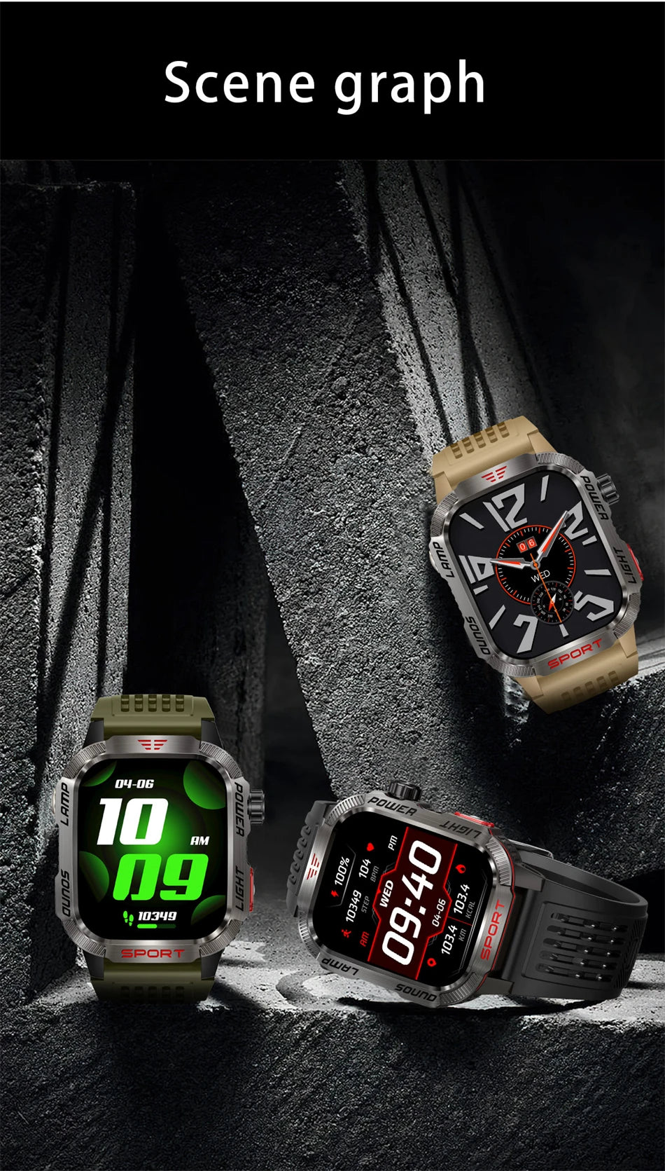 Smartwatch 2025: Outdoor-Military GPS-Sports - Flashlight Compass Collection