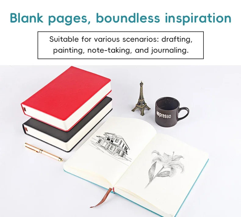 PU-Leder Notizbuch 2025: A4/A5/A6 Super-Thick - Travel Journal Collection