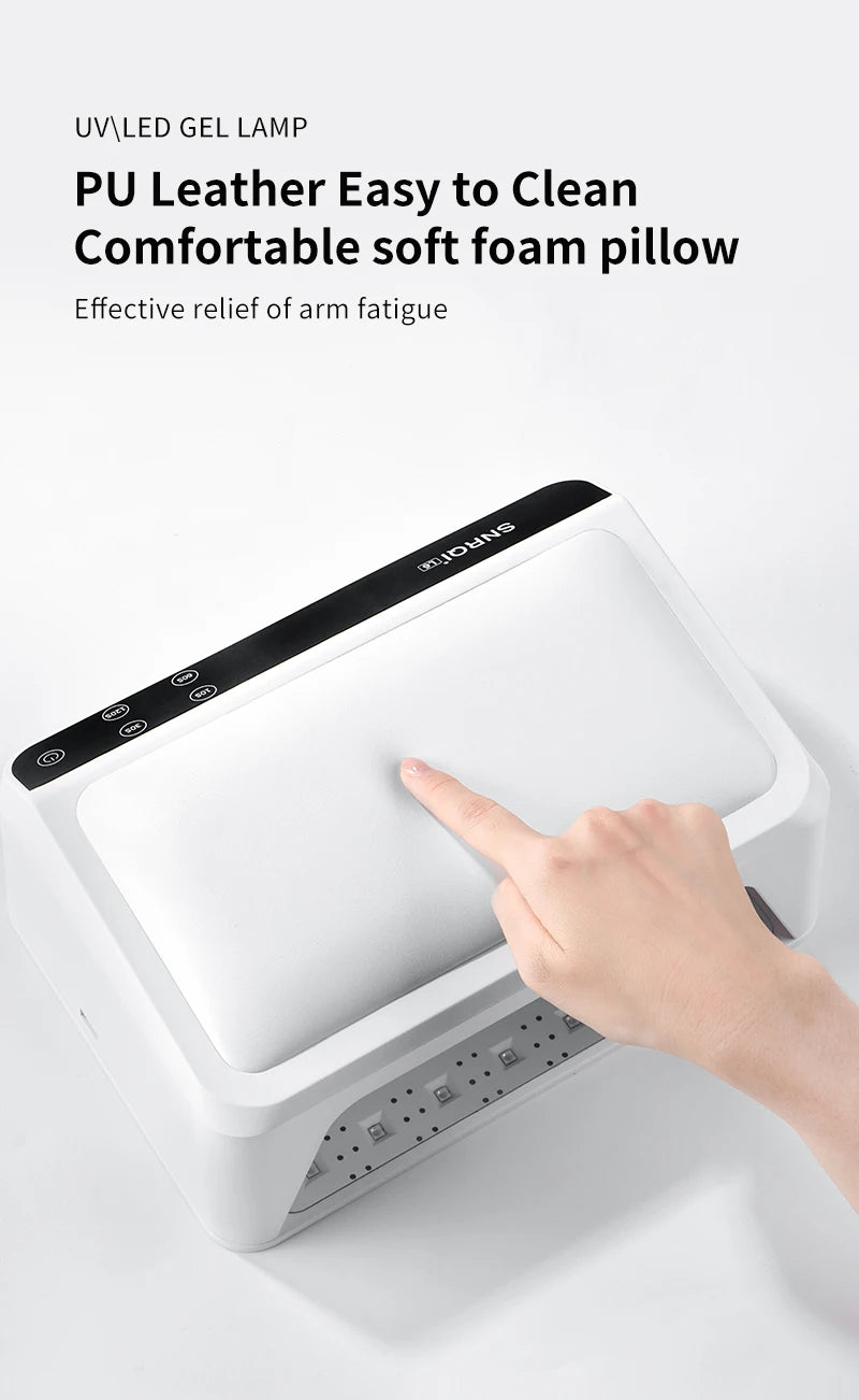 Lampă de unghii UV LED 2 în 1 cu pernă pentru braț pentru ojă gel, uscător de unghii cu lumină 72W și 4 temporizatoare pentru salon sau uz casnic