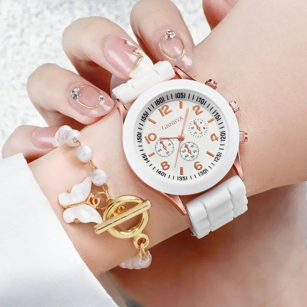 Luxus Set Elegantes Schmuckset - Uhr Ring Kette Ohrringe