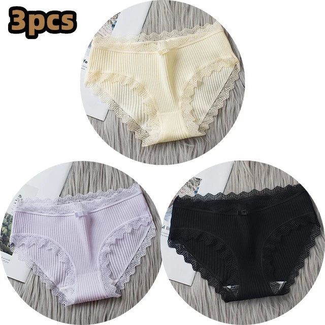 Damen Lingerie Unterwäsche mit Schleife Baumwolle Niedrig Bund Einfaches Design Komfortabel