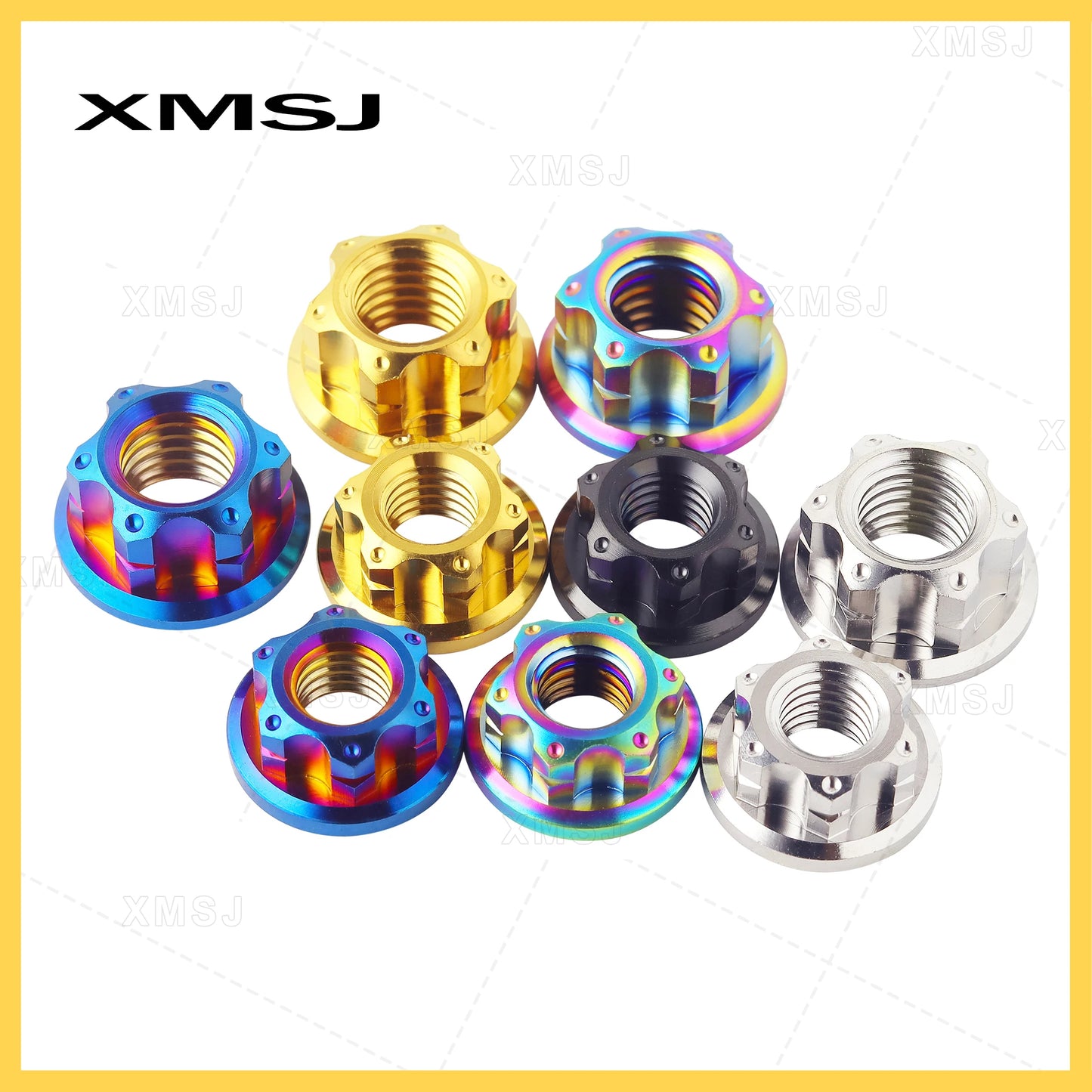 XMSJ Hex Sechseck Flansch Titan Muttern M6 M8 M10 M12 Hinterachse Sperrmutter für Fahrrad Motorrad Titan Befestigung