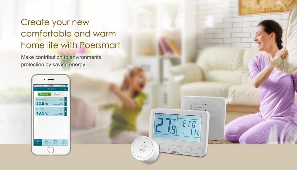 Smart-Thermostat 2025: POER Wireless WiFi Heizung - Digital Temperaturregler Gaskessel Alexa Collection