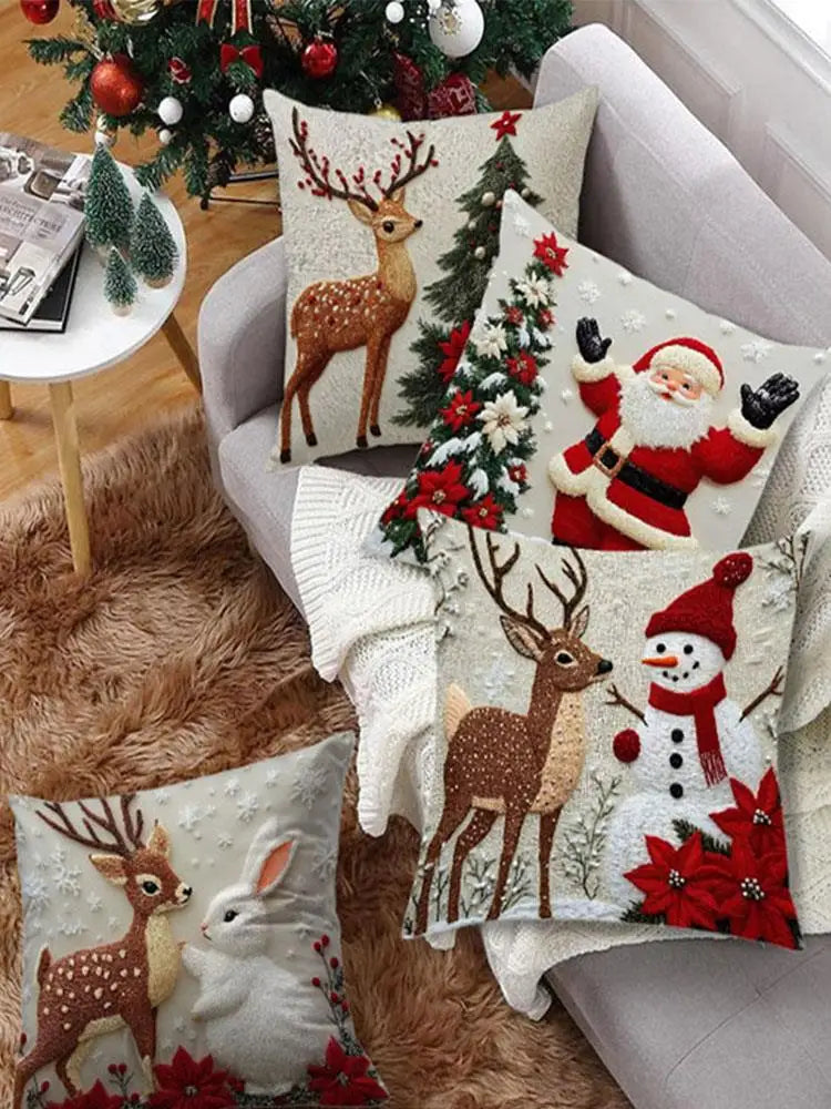 Home Decor Throw Pillow Cover Home Textile Xmas Pillow Cases Pillowslip Christmas Pillowcase Red Snowman Rabbit Elk Decoration