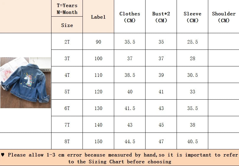 Children's Jackets Unicorn Print Denim Jacket Kids Jackets for Girls Boys Coats Denim Jacket Winter Clothes