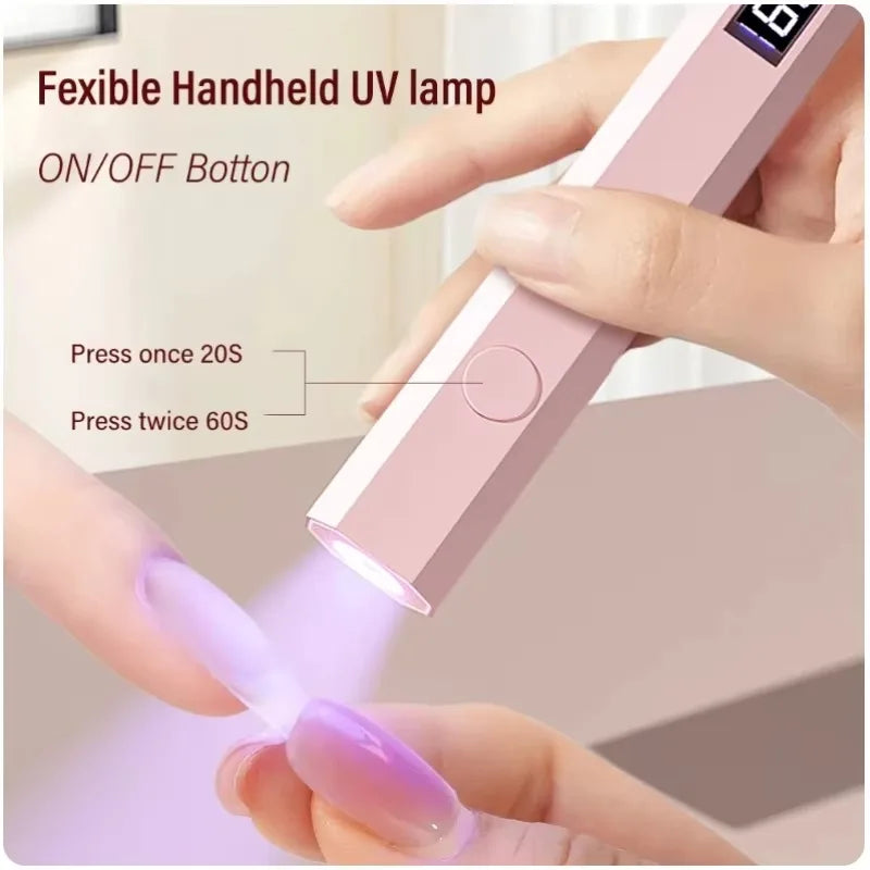 Handheld Mini UV LED Nail Lamp for Gel Polish Curing USB Rechargeable Quick Dry Portable Manicure Machine Nail Art Tool