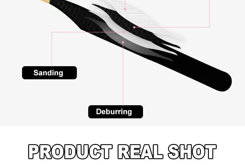 Eyelash Tweezer Black Stainless Steel Superhard Precision Anti-Static Tweezers Grafting Lashes Extension Supplies Makeup Tools