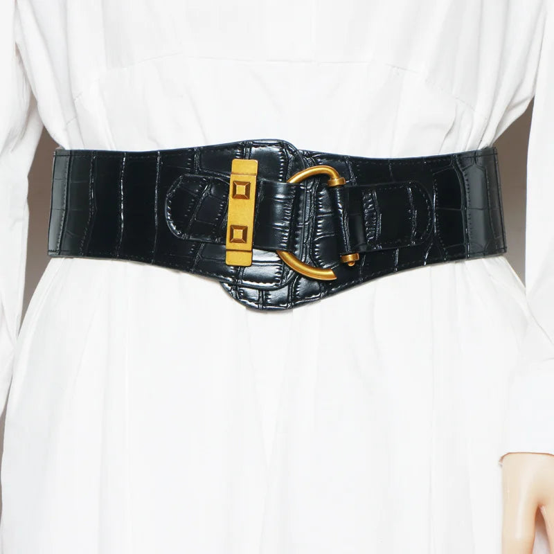 Designer Gürtel für Damen - Hochwertige Luxus Damen Taille Stretch Kummerbund - Schwarzer Elastischer Korsett Gürtel Großes Kleid Taillenband
