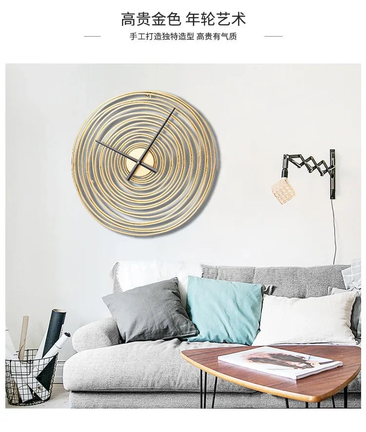 Fashion Creative Round Wall Clock Home Decoration for Bedroom Living Room Super Silent Design Metal Wall Hanging Clocks Watch