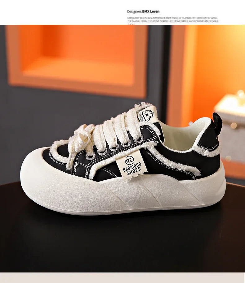 Women Flat New Wave Platform Sneakers Female Autumn New Round Toe Mixed Colors Women Casual Shoes Comfortable Breathable Loafers