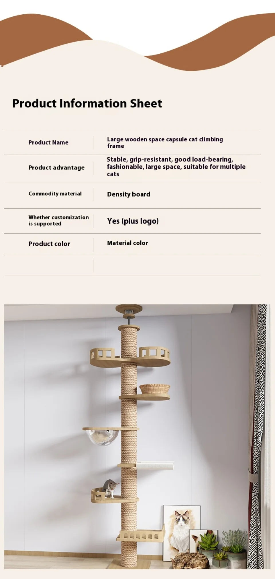 Katzen Zubehör Holz Katzen Baumhaus Katzen Spielzeug Kätzchen Klettern Kratzturm Multifunktion Haustier Möbel Katzen Klettergerüst