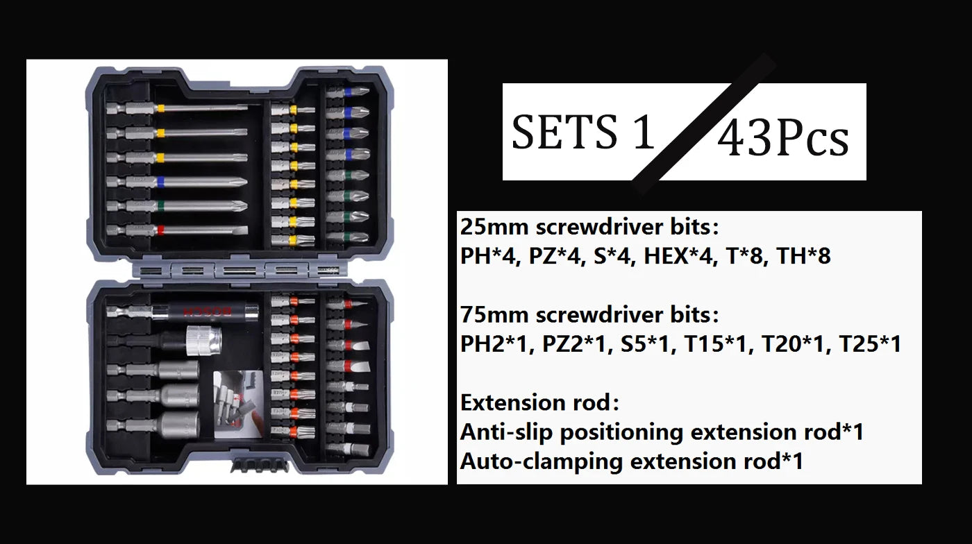 Bohrer-Set 2025: Bosch Mix Drill Bit Sets 7/15/25/33/43pcs High-speed Steel - Drilling Bit Impact Drill PH/PZ/S/L/HEX Magnetic Screwdriver Head Collection